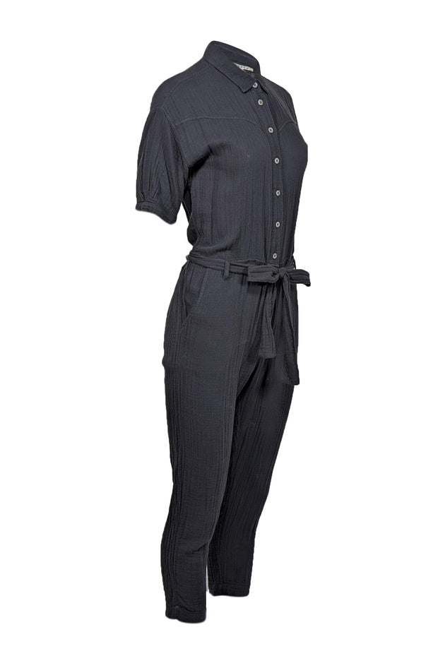 Current Boutique-Xirena - Black Cotton Gauze Belted Jumpsuit Sz XS