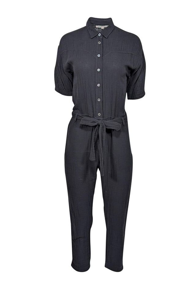 Current Boutique-Xirena - Black Cotton Gauze Belted Jumpsuit Sz XS