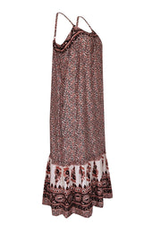 Current Boutique-Xirena - Rust Red, White, & Taupe Paisley Print Midi Dress Sz M