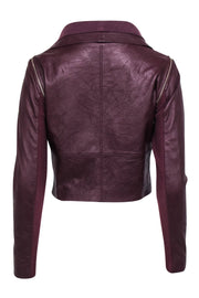 Current Boutique-Yigal Azrouel - Maroon Leather Moto Zip Jacket Sz 2