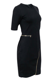 Current Boutique-Yoana Baraschi - Black Crop Sleeve Gold Zipper Detail Dress Sz 6