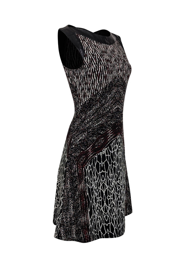 Current Boutique-Yoana Baraschi - Black, White & Red Multi Print Cocktail Dress Sz M