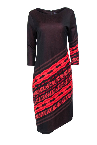 Current Boutique-Yoana Baraschi - Red & Maroon Stripe Woven Dress Sz L