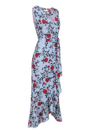 Current Boutique-Yumi Kim - Blue w/ Red Froral Print Wrap Maxi Dress Sz XS