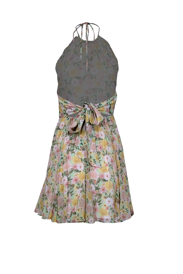 Current Boutique-Yumi Kim - Green, Pink, & Yellow Floral Print Halter "Milo" Dress Sz XS