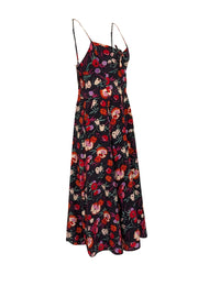 Current Boutique-Yumi Kim - Navy, Red, & Green Floral Print Button Down Midi Dress Sz L