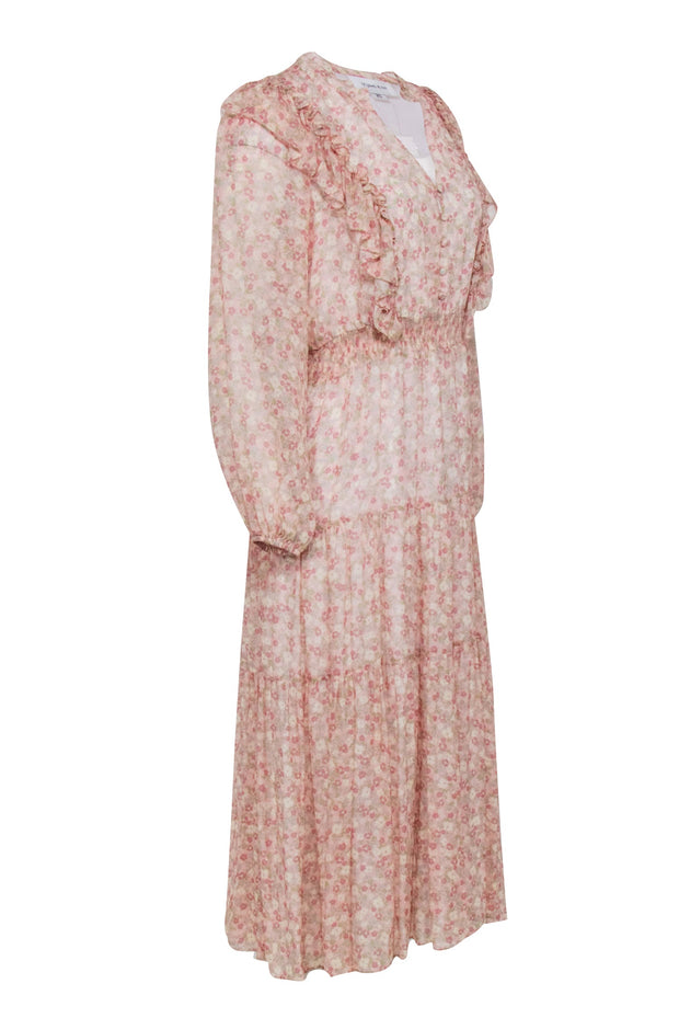Current Boutique-Yumi Kim - Pink Floral Print Long Sleeves Maxi Dress Sz XS