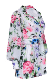 Current Boutique-Yumi Kim - White w/ Multi Color Floral Print Long Sleeve Romper Sz XS