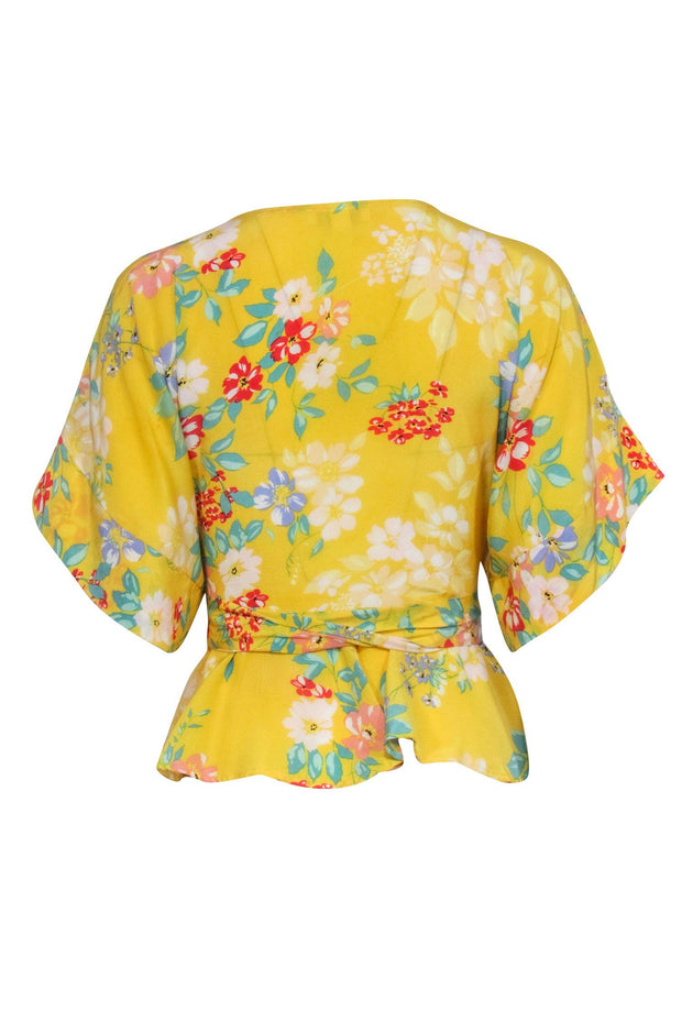 Current Boutique-Yumi Kim - Yellow Floral Print Wrap Blouse Sz XS