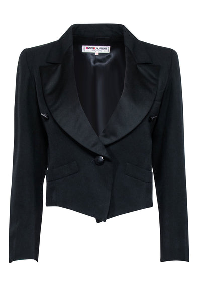 Current Boutique-Yves Saint Laurent - Black Crop Blazer Sz 2