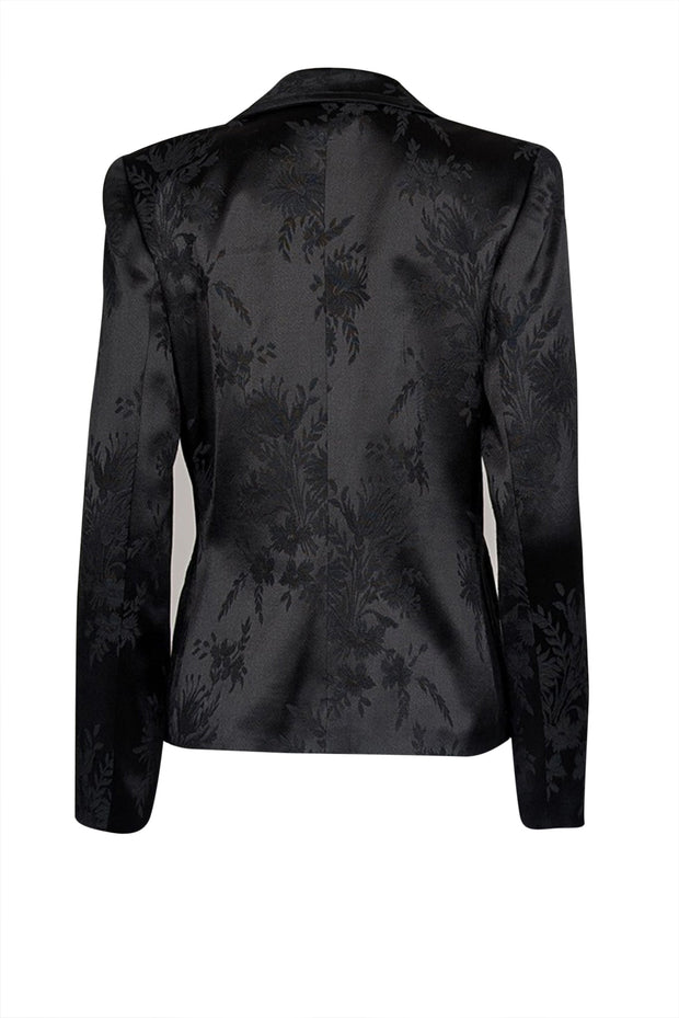 Current Boutique-Yves Saint Laurent - Black Floral Satin Brocade Blazer Sz 6