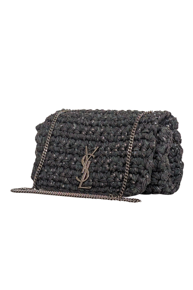 Current Boutique-Yves Saint Laurent - Black Raffia Medium "Kate" Crossbody Bag