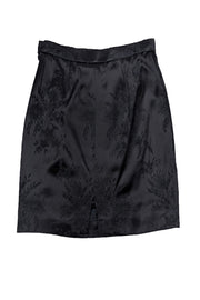 Current Boutique-Yves Saint Laurent - Black Satin Brocade Skirt Sz 6