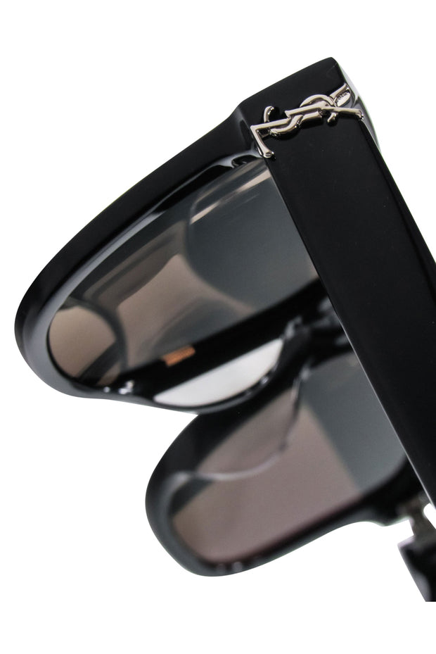 Current Boutique-Yves Saint Laurent - Black Square Sunglasses w/ Logo Side Detail