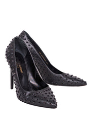 Current Boutique-Yves Saint Laurent - Black Studded Basic Pumps Sz 8