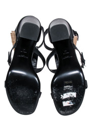 Current Boutique-Yves Saint Laurent - Black Studded Front Strappy Pumps Sz 11