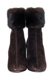 Current Boutique-Yves Saint Laurent - Brown Suede w/ Fur Ankle Trim Sz 7.5