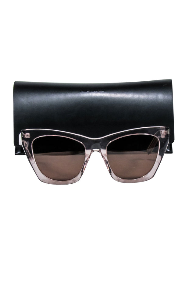 Current Boutique-Yves Saint Laurent - Grey Transparent Cate Eye Sunglasses