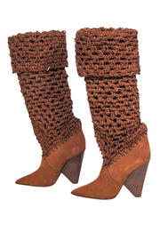 Current Boutique-Yves Saint Laurent - Tan Suede Twine Soho Niki 105 Thigh High Boots Sz 9