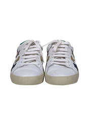 Current Boutique-Yves Saint Laurent - White & Multicolor Metallic Star Print Sneakers Sz 8