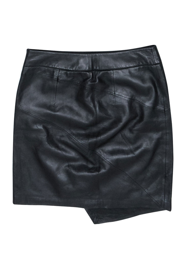 Current Boutique-Zadig & Voltaire - Black Leather Asymmetrical Hem Skirt Sz M