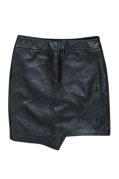 Current Boutique-Zadig & Voltaire - Black Leather Asymmetrical Hem Skirt Sz M