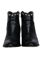 Current Boutique-Zadig & Voltaire - Black Leather Studded Trim Short Boots Sz 10