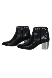 Current Boutique-Zadig & Voltaire - Black Leather Studded Trim Short Boots Sz 10