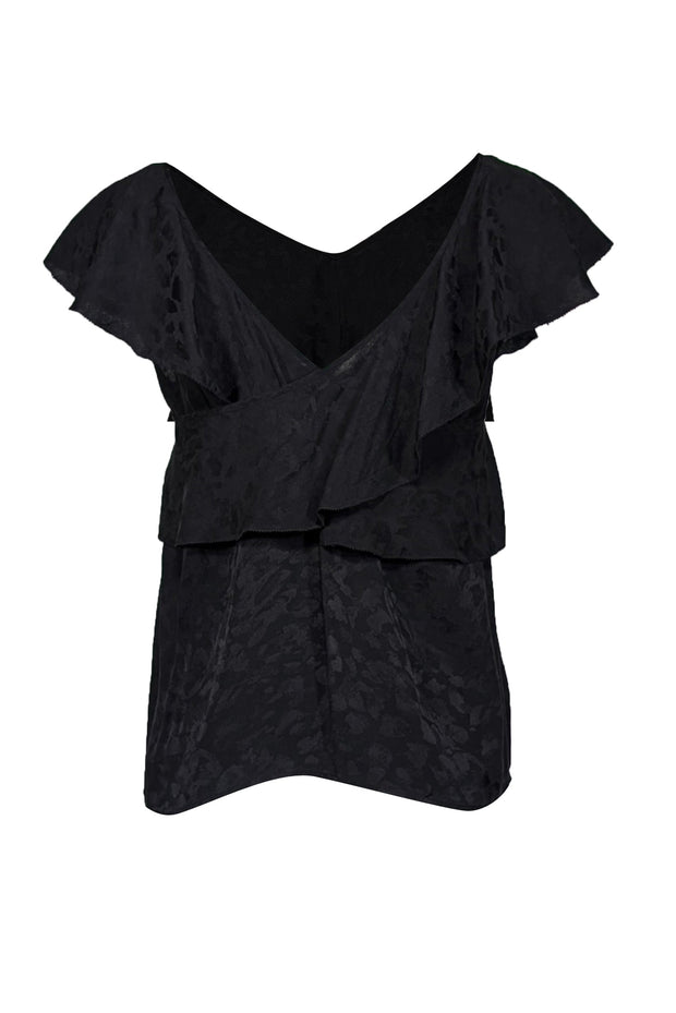 Current Boutique-Zadig & Voltaire - Black Leopard Silk Jacquard Top Sz S