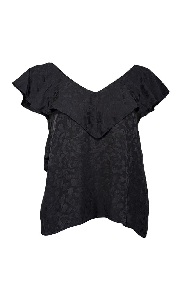 Current Boutique-Zadig & Voltaire - Black Leopard Silk Jacquard Top Sz S