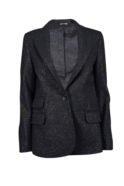 Current Boutique-Zadig & Voltaire - Black & Silver Metallic "Venus Sparkle" Wool Blend Blazer Sz S