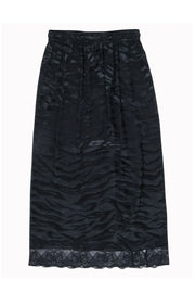 Current Boutique-Zadig & Voltaire - Black Zebra Print Maxi Skirt Lace Trim Hem Skirt Sz L