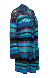 Current Boutique-Zadig & Voltaire - Blue & Multicolor Striped Crochet Cardigan Sz S