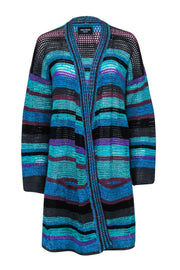 Current Boutique-Zadig & Voltaire - Blue & Multicolor Striped Crochet Cardigan Sz S