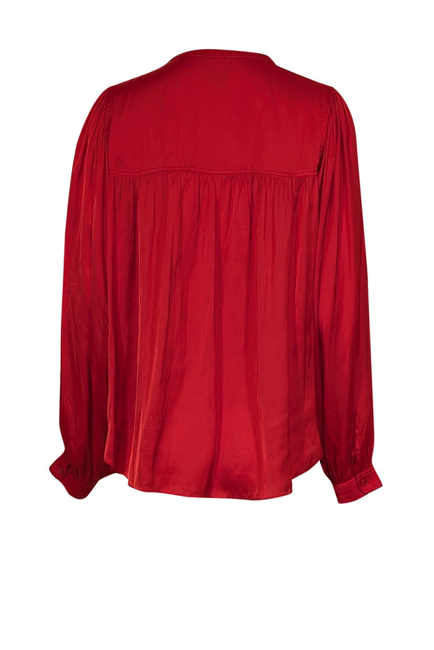 Current Boutique-Zadig & Voltaire - Bright Red Satin Puff Sleeve Blouse Sz S