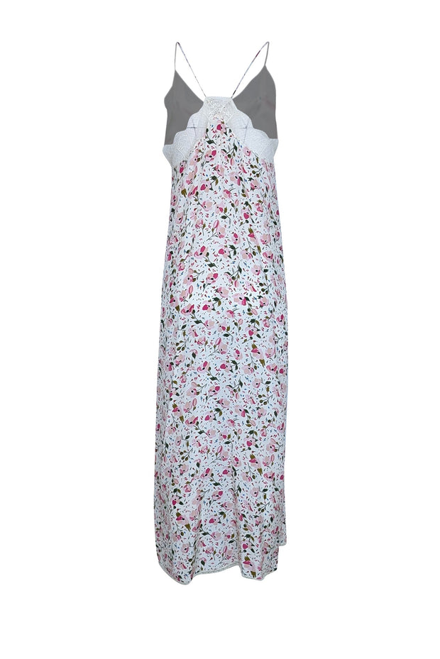 Current Boutique-Zadig & Voltaire - Cream & Pink Floral Print Silk Dress w/ Lace Trim Sz M