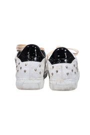 Current Boutique-Zadig & Voltaire - Distressed White Leather Heart Embellished Sneakers Sz 9