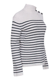 Current Boutique-Zadig & Voltaire - Ivory & Dark Navy Striped Funnel Neck Sweater Sz S