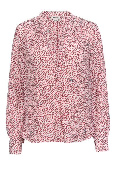 Current Boutique-Zadig & Voltaire - Ivory w/ Red Heart Print "Tink" Blouse Sz S