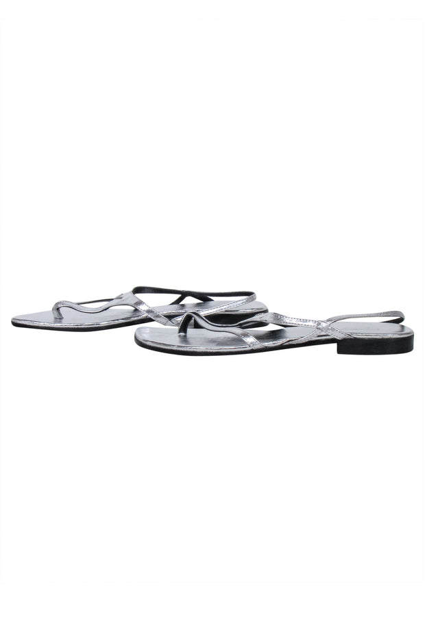 Current Boutique-Zadig & Voltaire - Metallic Silver Thong Sandals Sz 9