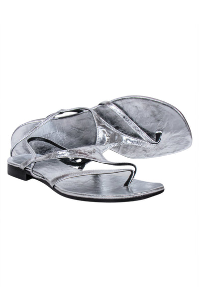 Current Boutique-Zadig & Voltaire - Metallic Silver Thong Sandals Sz 9