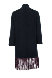 Current Boutique-Zadig & Voltaire - Navy Cashmere Duster Cardigan w/ Maroon Leather Trim Sz XS/S