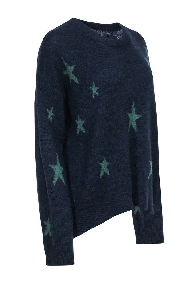 Current Boutique-Zadig & Voltaire - Navy Cashmere Sweater w/ Green Stars Sz L