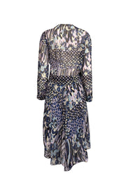 Current Boutique-Zadig & Voltaire - Navy Mixed Print Silk Dress w/ Metallic Clip Dots Sz S