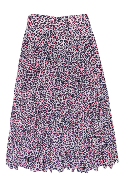 Current Boutique-Zadig & Voltaire - Navy, Pink, & White Leopard Print Maxi Skirt Sz XL