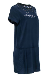 Current Boutique-Zadig & Voltaire - Navy Short-Sleeve Dress w/ Embroidery Sz S