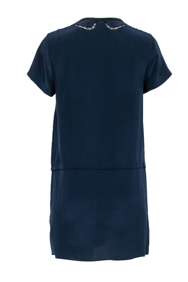 Current Boutique-Zadig & Voltaire - Navy Short-Sleeve Dress w/ Embroidery Sz S