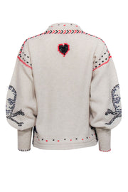 Current Boutique-Zadig & Voltaire - Oatmeal Cashmere & Wool Blend Embroidered "Amanda" Sweater Sz S