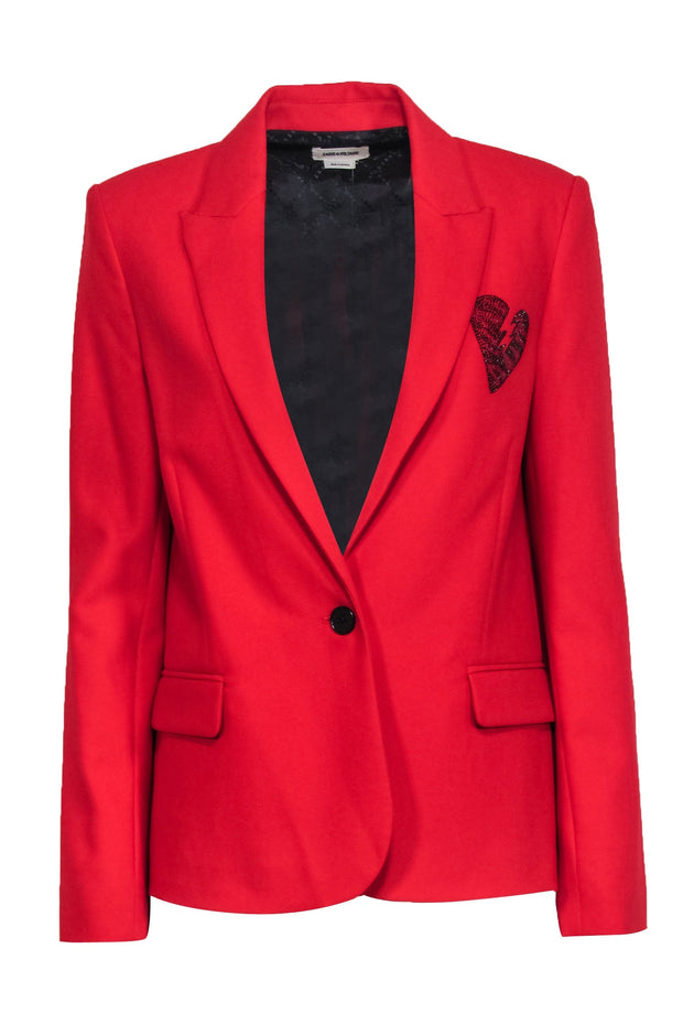 Current Boutique-Zadig & Voltaire - Red "Amour" Rhinestone Blazer Sz M