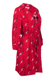 Current Boutique-Zadig & Voltaire - Red Guitar Printed Mini Dress w/ Embroidered Trim Sz L